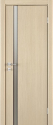 Межкомнатная дверь Практика К11 Шпон fine-line, Выбеленный дуб+каленое стекло сатин бесцветный, 600/700/800/900*2000 мм.